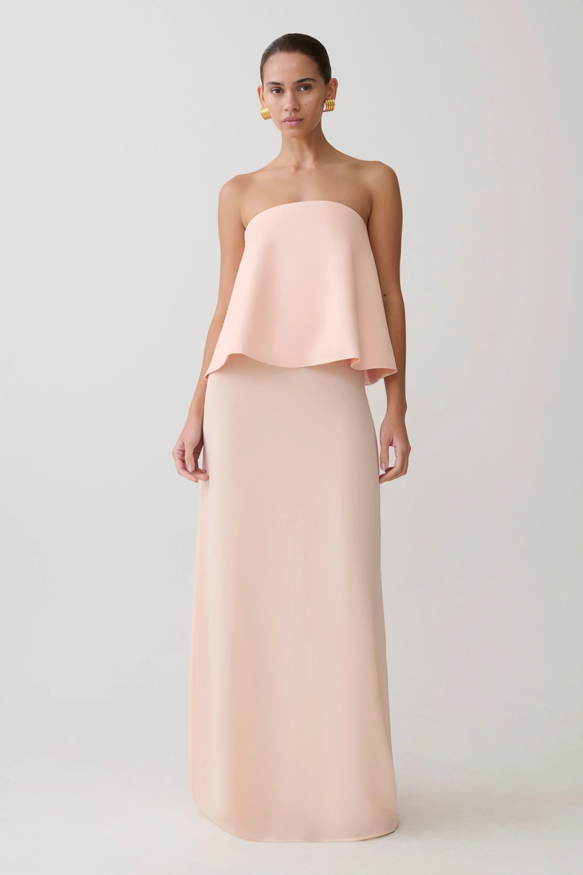 Sophia Satin Strapless Maxi Dress - Peach