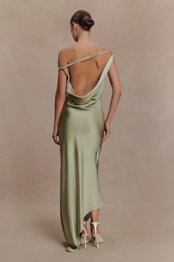 yvette slip maxi dress with asymmetrical hem Yvette Slip Maxi Dress With Asymmetrical Hem