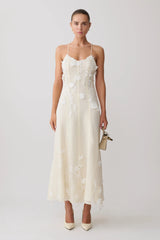 Odette Floral Lace Midi Dress - Buttermilk