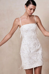 Paulina | White Embellished Bandeau Mini Dress
