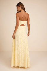 Garden of Romance Light Yellow Burnout Maxi Dress