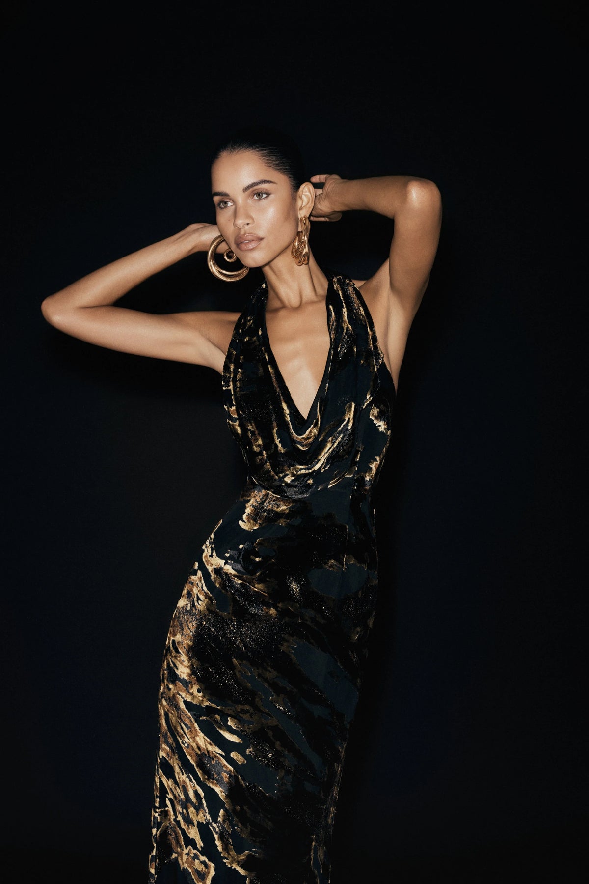 Talila Cowl Front Maxi Dress - Velvet Burnout